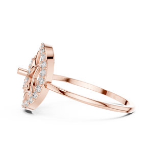 Anillo de compromiso con halo de diamantes en oro rosa para mujer, diseño floral clásico, diamantes naturales de corte brillante redondo, joyería fina - Product Image 5
