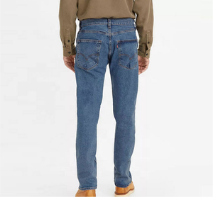 Jean en denim délavé taille haute pour homme, coupe droite, fermeture éclair, décontracté, 100 % coton, poids moyen, style hiver, personnalisable - Product Image 4
