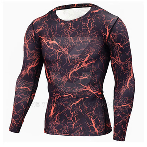 Solid Pattern Spandex <b>Men</b> Rash Guards 220g Pre Shrunk Fabric Quick Dry <b>Compression</b> <b>Shirt</b> High Quality Customizable in Wholesale - Product Image 3