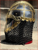 Casque Viking Armure Chevalier de Vendel Guerriers Métal Laiton Nasal Cosplay Poli Impression Numérique Traditionnelle