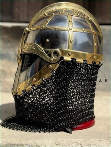 Casco Vikingo de Armadura Vendel, Casco de Guerrero de Metal y Latón con Protección Nasal para Cosplay - Product Image 3