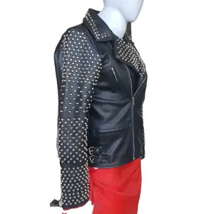 Chaqueta de Cuero Personalizada con Remaches para Motociclistas, Chaqueta Parker de Material Auténtico de Alta Calidad para Hombre, Proveedor de Pakistán - Product Image 1
