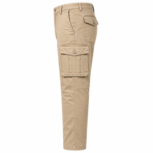 Pantalon cargo pour homme, coupe droite, multi-poches, style streetwear, toile imperméable, poids moyen, beige, fermeture éclair, pour le printemps - Product Image 3