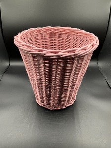 Pink Rattan Storage Basket Round Open Top Decorative Indoor Household Woven Bucket Wastes <b>Bin</b> For Home Kitchen And Bathroom Use - Product Image 5