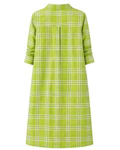 Vestido Camisero Largo a Cuadros Verde Personalizado para Mujer, Vestido Midi Casual a Cuadros con Botones, Fabricante Mayorista Personalizado - Product Image 2