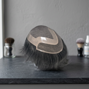 Perruque en cheveux humains avec dentelle frontale, cheveux chinois vierges Remy, ondulations profondes lâches, lisses crépus, ondulations aquatiques, 40-80g, 1b+gris - Product Image 5