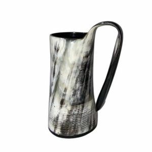 Coupe à boire en corne viking avec enveloppe en cuir et chaîne. Coupe en corne viking faite à la main pour l'ale ou le whisky. Corne à boire viking. - Product Image 2