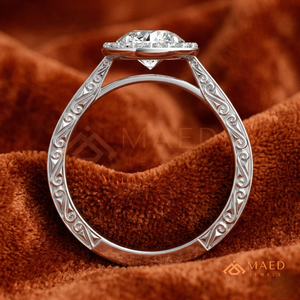 925 Sterling Silver Round Cut Halo Engagement <b>Ring</b> Women Vintage Engraved <b>Split</b> Shank American Diamond CZ Wedding <b>Ring</b> - Product Image 3