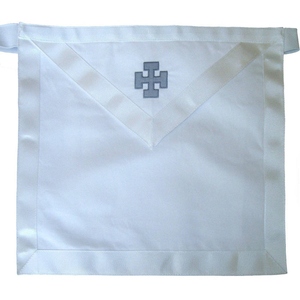 31st Degree Scottish Rite Apron All White with Logo Masonic Regalia Freemason Lodge Custom Ceremonial <b>Machine</b> & Hand Embroidered - Product Image 1