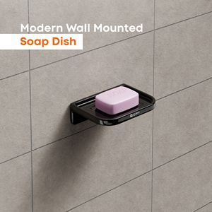 Dual Tier Soap Holder Wall Mount Large Square Glass <b>Tray</b> Metal Frame Heavy Duty Double Soap Dish Bathroom Storage Organizer - Product Image 2