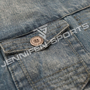 Chaleco de Motociclista sin Mangas para Mujer, 100% Tela Vaquera, Lavado Ácido, Cierre con Patrón a Cuadros, Personalizable, Prenda Exterior Tejida y Transpirable - Product Image 3