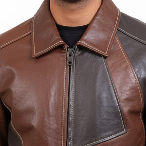 High Quality <b>Men</b> <b>Leather</b> <b>Jacket</b> Street Style Turn Down Collar Adjustable Cuffs Secure Closure Wholesale Custom <b>Leather</b> <b>Jacket</b> - Product Image 3