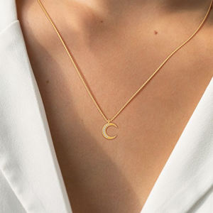 Collar con Colgante de Plata de Ley 925 con Baño de Rodio en Forma de Luna y Circonita, Estilo Moderno para Mujer, Regalo de Boda, Joyería - Product Image 6