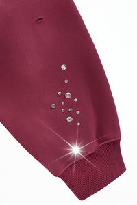 Sweat-shirt à capuche unisexe en strass, style charmant, coupe ample décontractée, tricoté en polyester, idéal pour l'automne - Product Image 6