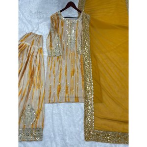 Fancy <b>Top</b>-Patiala and Dupatta in XL Size with Digital Print and Heavy Embroidery Sequence Work - Product Image 5