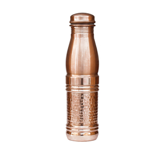 Bouteille d'eau en cuivre personnalisée avec logo, finition rayée, anti-fuite, récipient ayurvédique pour boisson, idéale pour la salle de sport, le bureau, l'hôtel, vente en gros - Product Image 4