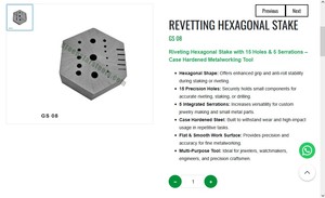 Riveting Hexagonal Stake 15 Holes 5 Serrations <b>Case</b> Hardened Steel Jewelry Making Tool | Item No GS-08 - Product Image 3