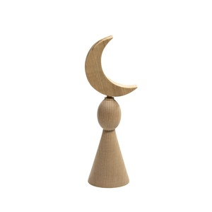 Handcrafted <b>Wooden</b> Crescent Moon Finial Stand Set Of 3 Elegant Tapered Pillars Beaded Design For <b>Rustic</b> Home & Eid Decoration - Product Image 4