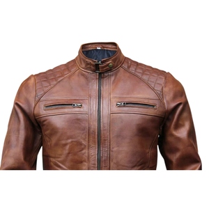 Premium Men's Genuine Cowhide Leather Biker <b>Jacket</b> Vintage Brown Motorcycle <b>Racing</b> <b>Jacket</b> with Quilted Shoulders - Product Image 5