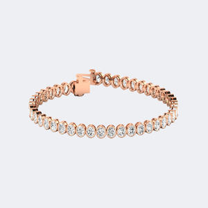 OBERON JEWELS สร้อยข้อมือเพชรทรงรีเจียระไนแบบวินเทจ น้ำหนักรวม 7.00 กะรัต ดีไซน์แบบเต็มวงประดับเพชรทรงบริลเลียนท์ ตัวเรือนทอง 10K ดีไซน์เรียบหรู - Product Image 3