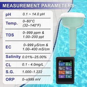 Monitor de Agua WiFi Profesional 8 en 1, Medidor de pH Inteligente para Piscina, Spa, Pecera e Hidroponía (Control por Aplicación Tuya) - Product Image 1
