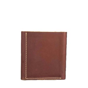 Burgundy Genuine Leather <b>Men</b> Trifold <b>Wallet</b> Clear ID Window Multi Card Slots Cash Pocket Contrast Stitching <b>Small</b> Male Purse - Product Image 6