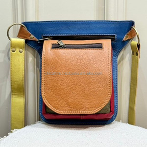 Nouveau sac de taille en cuir recyclé fait main occidental avec ceinture réglable Unique Vintage élégant sac banane hanche sacs de taille réglables - Product Image 4