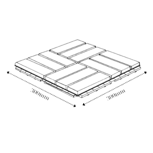 Tuile de terrasse extérieure moderne en bois d'acacia teck, 12 lattes, à rainures et languettes, résistante à l'eau, écologique, antidérapante, 300x300x19mm - Product Image 3