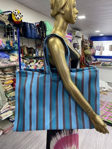 Nylon <b>Recycled</b> Woven Eco-friendly Reusable Handled Shoulder Supermarket Shopping <b>Bags</b> Striped Customized Color Size Extra Large - Product Image 5