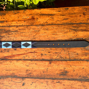 Cinturón de polo de cuero de búfalo de agua juvenil azul cielo marino hilo ceroso 100% hebilla de latón macizo de alta calidad longitud personalizada informal - Product Image 6