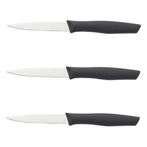 Cuchillos de Cocina con Mango Negro, Juego de Tres Piezas con Hojas de Punta Fina para Pelar Patatas y Cebollas, y Preparar Alimentos - Product Image 1