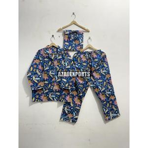 Conjunto de Pijama de Algodón Orgánico 100% con Estampado Floral para Mujer, Manga Larga, Cuello Camisero, Largo Completo, Clásico, de Lujo, de Secado Rápido - Product Image 3