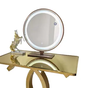 Luxury and Fancy Design Handmade Round Shape Glass Vanity Framed Mirror For Make-up Customizable Size