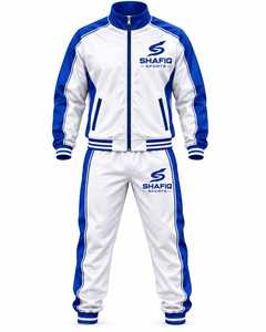 Conjunto Deportivo Shafiq, Blanco y Azul, con Cierre de Cordón, Ropa Deportiva para Hombre, Estilo Deportivo Unisex, Invierno, Forro Polar Impermeable, Color Sólido - Product Image 2