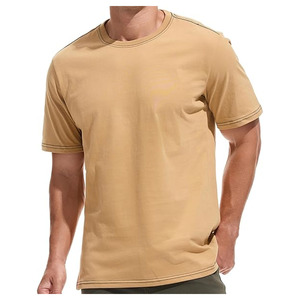 T-shirts pour hommes en tissu tricoté, manches courtes, 100% coton, 220 g/m², col rond, logo sur le devant, impression personnalisée, respirant, écologique - Product Image 5