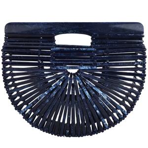 Pochette de soirée semi-circulaire en acrylique bleu marine, design architectural, pour acheteurs en gros, OEM et sous marque privée - Product Image 1