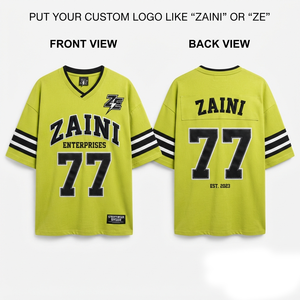Maillot de football américain pour homme en polyester interlock premium 220 GSM, vert lime, panneau de manches noir, logo personnalisé, uniforme d'équipe - Product Image 1