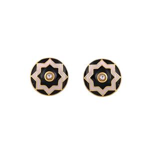 Luxury Gold Plated Black Enamel Round Cufflinks for Men Star Pattern Formal Shirt <b>Accessories</b> <b>Wedding</b> Business Gift Cuff Links - Product Image 4