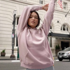 Sudadera con Capucha de Algodón Rosa de Alta Calidad para Mujer 2026, con Bolsillos Tipo Canguro, Color Sólido, Informal, Deportiva, para Invierno, con Logotipo Frontal - Product Image 2