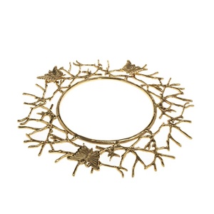 Luxury Gold Butterfly & Branch Metal Charger Plate Elegant Hollow Out <b>Twig</b> Design Underplate <b>for</b> Garden Wedding & Event <b>Decor</b> - Product Image 2