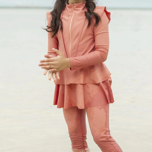 <b>Modest</b> Islamic 1-Piece Sport <b>Swimwear</b> Set Kids High Cut Bottom Eco-Friendly Material Front Zipper Summer Beach Full Coverage - Product Image 4