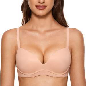 Soutien-gorge ajustable sans armatures en dentelle pour femme, confortable, avec maintien latéral anti-affaissement, léger, bonnets fins, couleur unie, taille 34 - Product Image 2