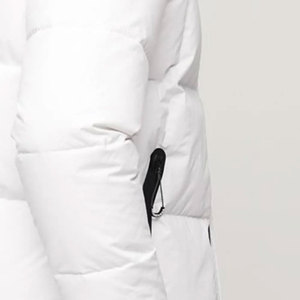 <b>Men's</b> <b>White</b> Hooded <b>Puffer</b> <b>Jacket</b> Color Blocking Windproof Casual Winter Wear Polyester Wadding Regular Length Zipper Closure - Product Image 4