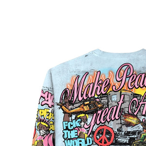 T-shirt à manches longues imprimé avec slogan 2026, streetwear oversize pour homme, jersey imprimé en coton, col rond - Product Image 3