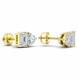 Pendientes de Diamantes Cultivados en Laboratorio con Corte Esmeralda y Forma de Corazón en Oro de 10K, 14K y 18K, Plata 925 y 935, Joyería Fina - Product Image 4