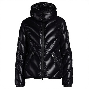Black Hooded Puffer <b>Jacket</b> <b>Men</b> Winter <b>Down</b> <b>Filled</b> Windproof Casual Zipper Closure Slim Fit Regular Length Solid Color - Product Image 6