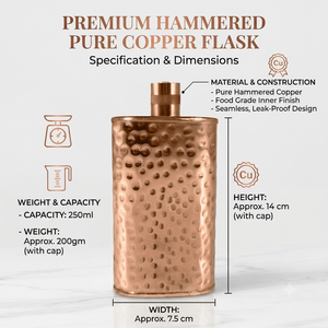 Petaca de Cobre Martillado Hecha a Mano con Tapa de Rosca, Petaca de Whisky de Bolsillo de Lujo, Regalo Metálico para Hombres, Venta al por Mayor OEM Personalizada a Granel - Product Image 2