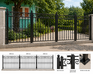 Panel de Cerca Metálica de Hierro Forjado para Exteriores, Cerca Resistente para Propiedades, Diseño Decorativo Metálico Antioxidante - Product Image 1