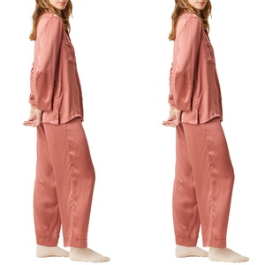 Elegante Conjunto de Bata y Pijama de Satén de Seda Vintage de 2 Piezas para Mujer, Vestido Largo de Noche con Patrón Liso y Encaje para Verano y Primavera - Product Image 6