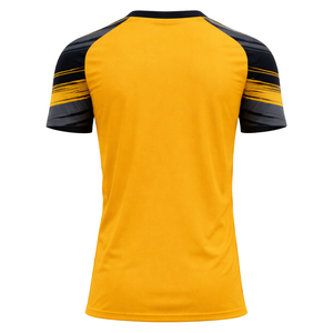 Camiseta de Fútbol Amarilla con Cuello en V para Hombre, Manga Corta, Impresión Sublimada, Secado Rápido, Ropa Deportiva de Poliéster, Corte Regular - Product Image 5